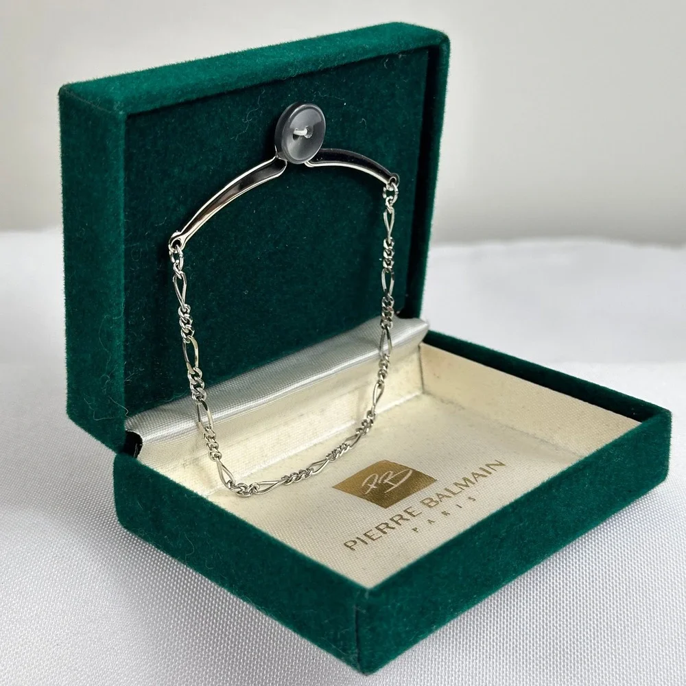 Vintage Pierre Balmain Tie Chain in Original Box – 1970s Men's Formal Accessory - Picture 8 of 8